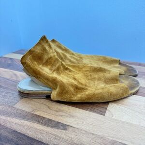 Stuart Weitzman leather ankle flat cognac suede tan sandals shoes Sz 8.5